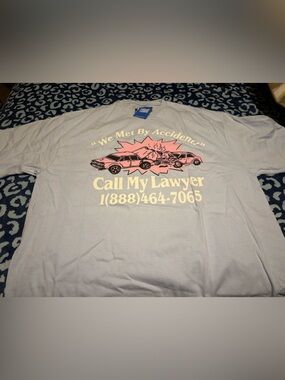 Arket Light Gray & Pink "Call My Lawyer" Graphic Tee